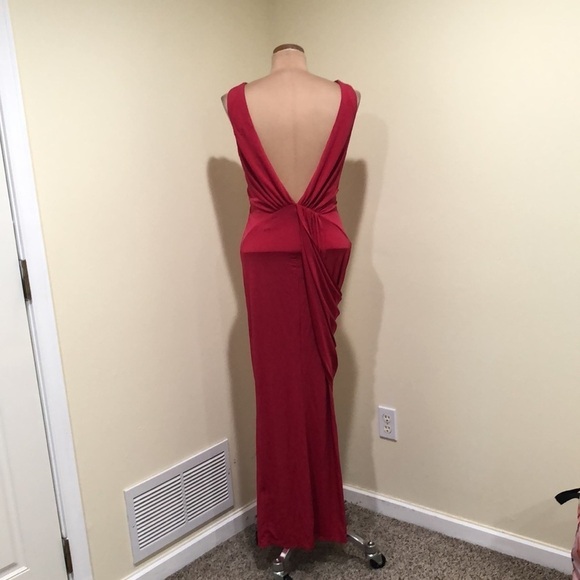 Katie May Leo Gown Maxi Dress Size Large Dark Pink Magenta Grecian Wrap - Picture 7 of 13
